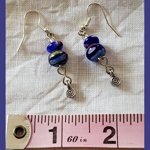 Painted Cobalt Blue Bead Earrings